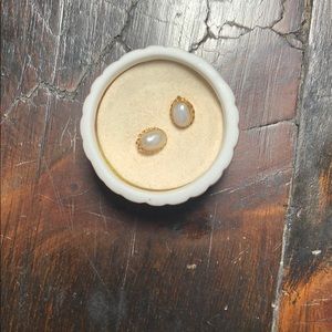 Pearl earrings set in 22k gold